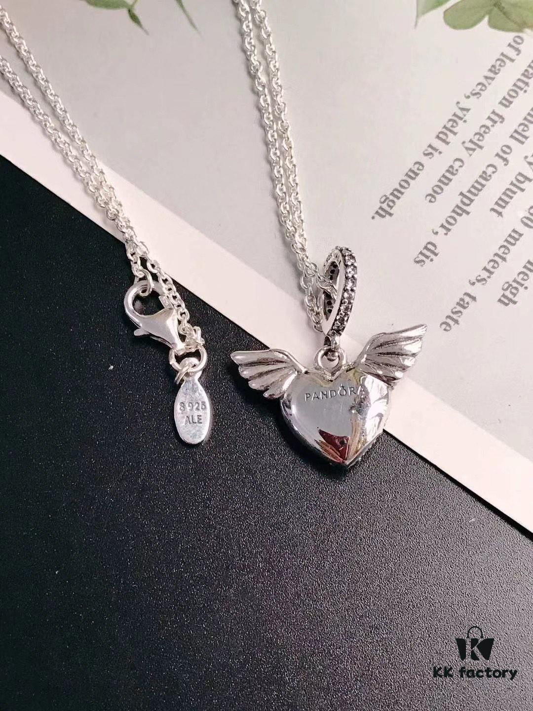692fe54199f2d84055c8c21b Pandora Latest Angel Wings Micropaved Diamond Necklace in 925 Silver with Sparkling Stone Accents