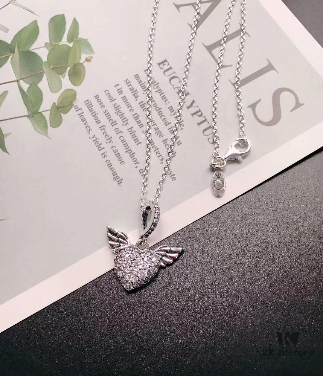 692fe54199f2d84055c8c21c Pandora Latest Angel Wings Micropaved Diamond Necklace in 925 Silver with Sparkling Stone Accents