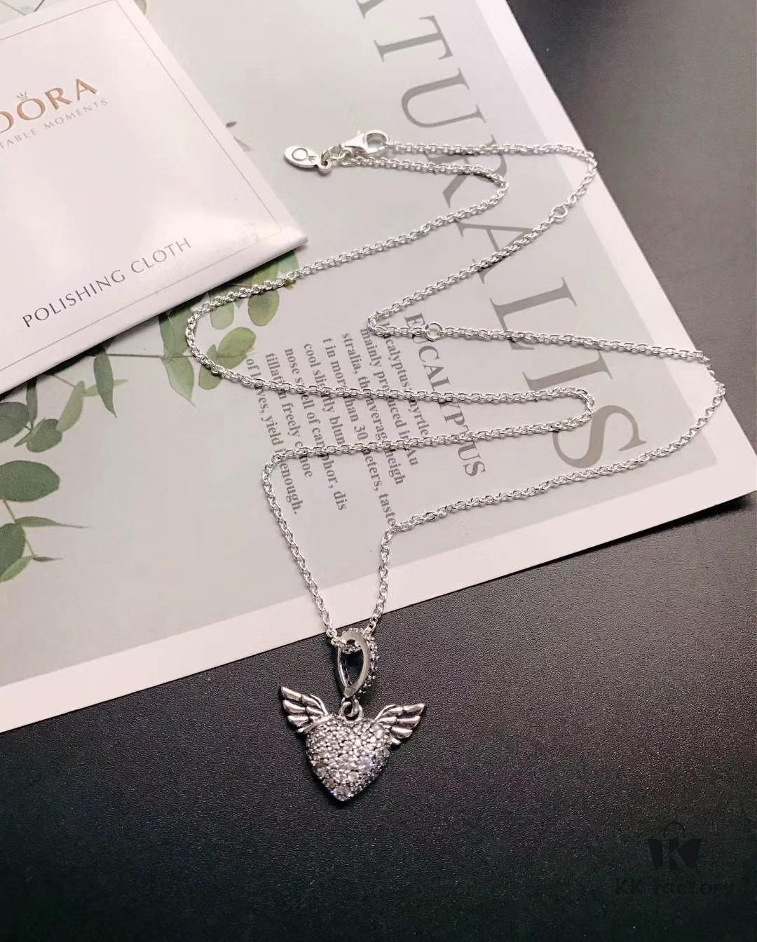 692fe54399f2d84055c8c221 Pandora Latest Angel Wings Micropaved Diamond Necklace in 925 Silver with Sparkling Stone Accents