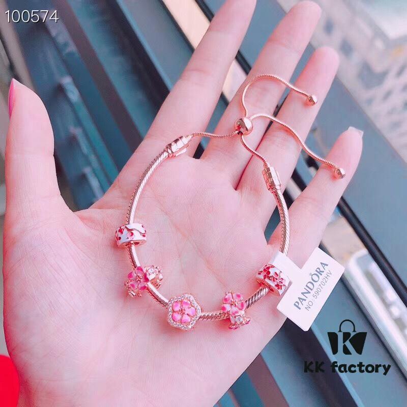Pandora Manman Peach Blossom Series 'Blooming Splendor' Adjustable Bracelet