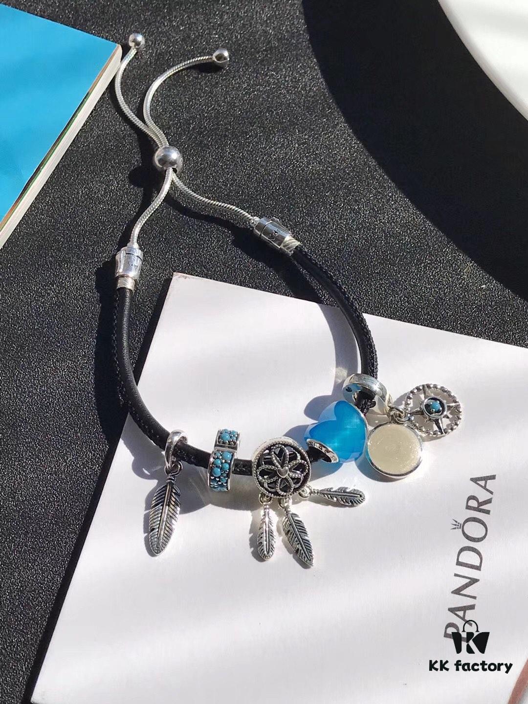 692fe55299f2d84055c8c24a Pandora Dreamcatcher Collection Summer Style ☀ 925 Sterling Silver Bead with Leather Bracelet Strap