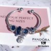 692fe58699f2d84055c8c2ac Pandora Blue Pearl Bow Knot Bracelet - New Arrival with Sparkling Blue Faceted Glass and Black Opal Cat's Eye