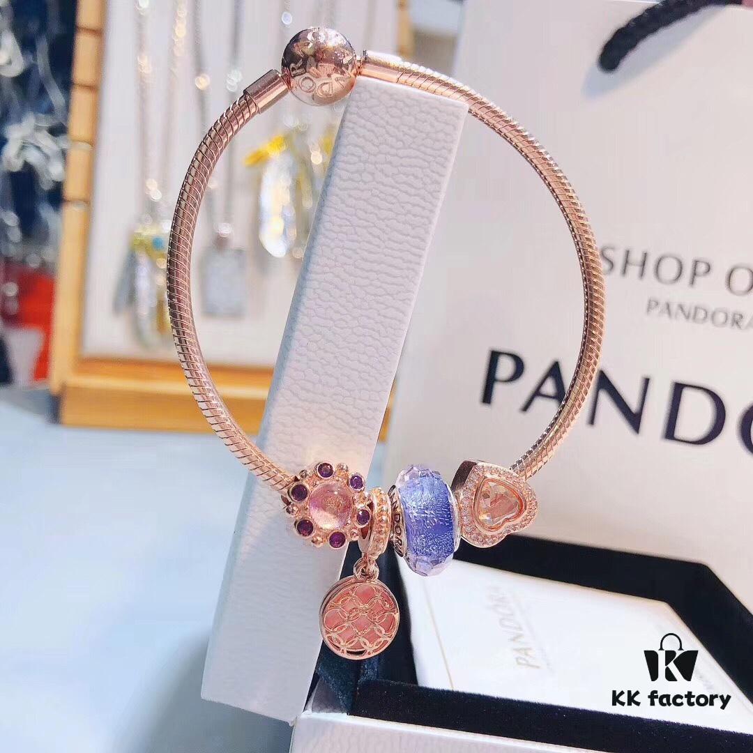 692fe58d99f2d84055c8c2ba Pandora Silver Purple Rose Love Totem New Arrival! ZP-Certified, Thai-Imported Faceted Glass with Rose Medal, Cat's Eye Heart Pendant on S925 Snake Chain