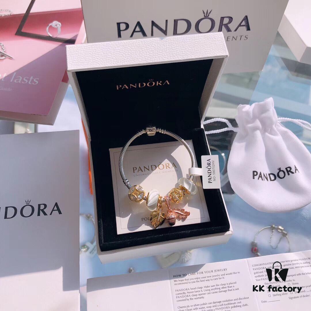 692fe59a99f2d84055c8c2cc Autumn New Arrival ✨ Pandora Official Website Same Style 'Sparkling Leaf' 🍃 Tree Snake Chain Bracelet Set