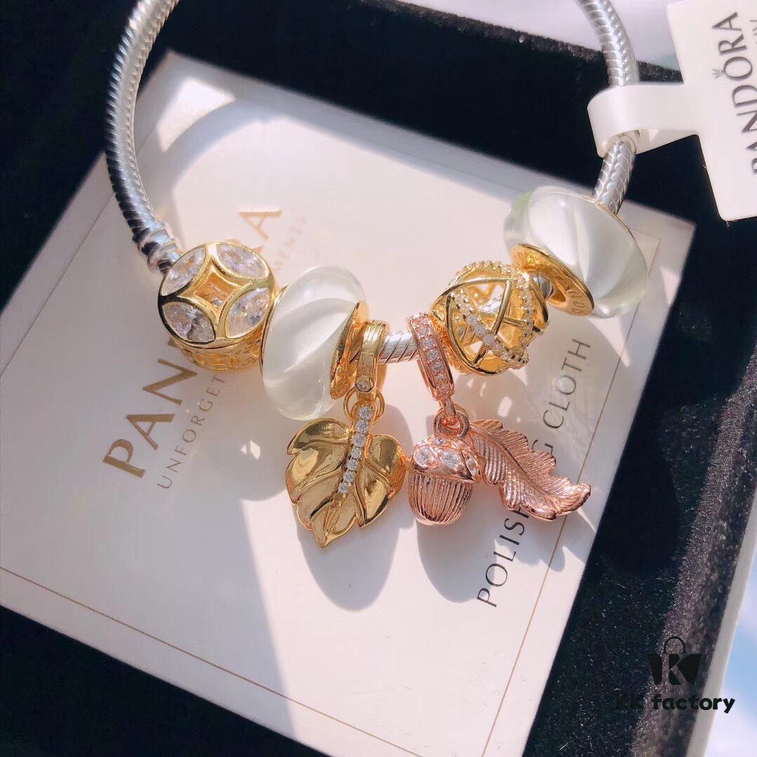 692fe59b99f2d84055c8c2ce Autumn New Arrival ✨ Pandora Official Website Same Style 'Sparkling Leaf' 🍃 Tree Snake Chain Bracelet Set