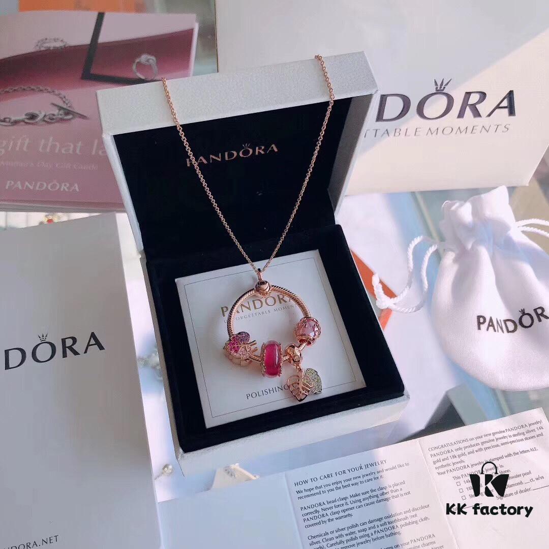 692fe5ab99f2d84055c8c2e0 Autumn New Arrival Pandora Official Website Same Style 'Enchanted Forest' Rose Gold Letter O Elegance Necklace Set