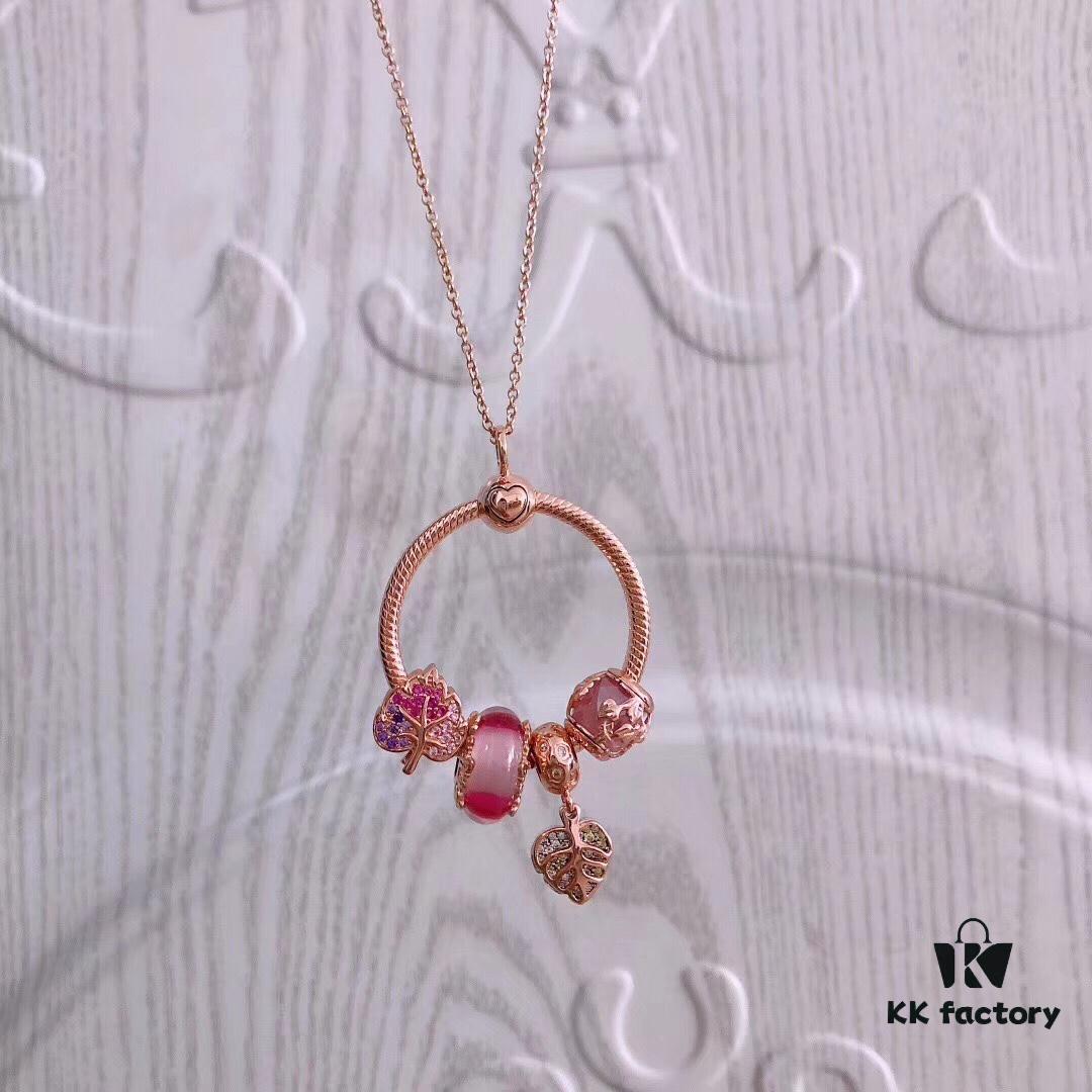 692fe5ad99f2d84055c8c2e5 Autumn New Arrival Pandora Official Website Same Style 'Enchanted Forest' Rose Gold Letter O Elegance Necklace Set