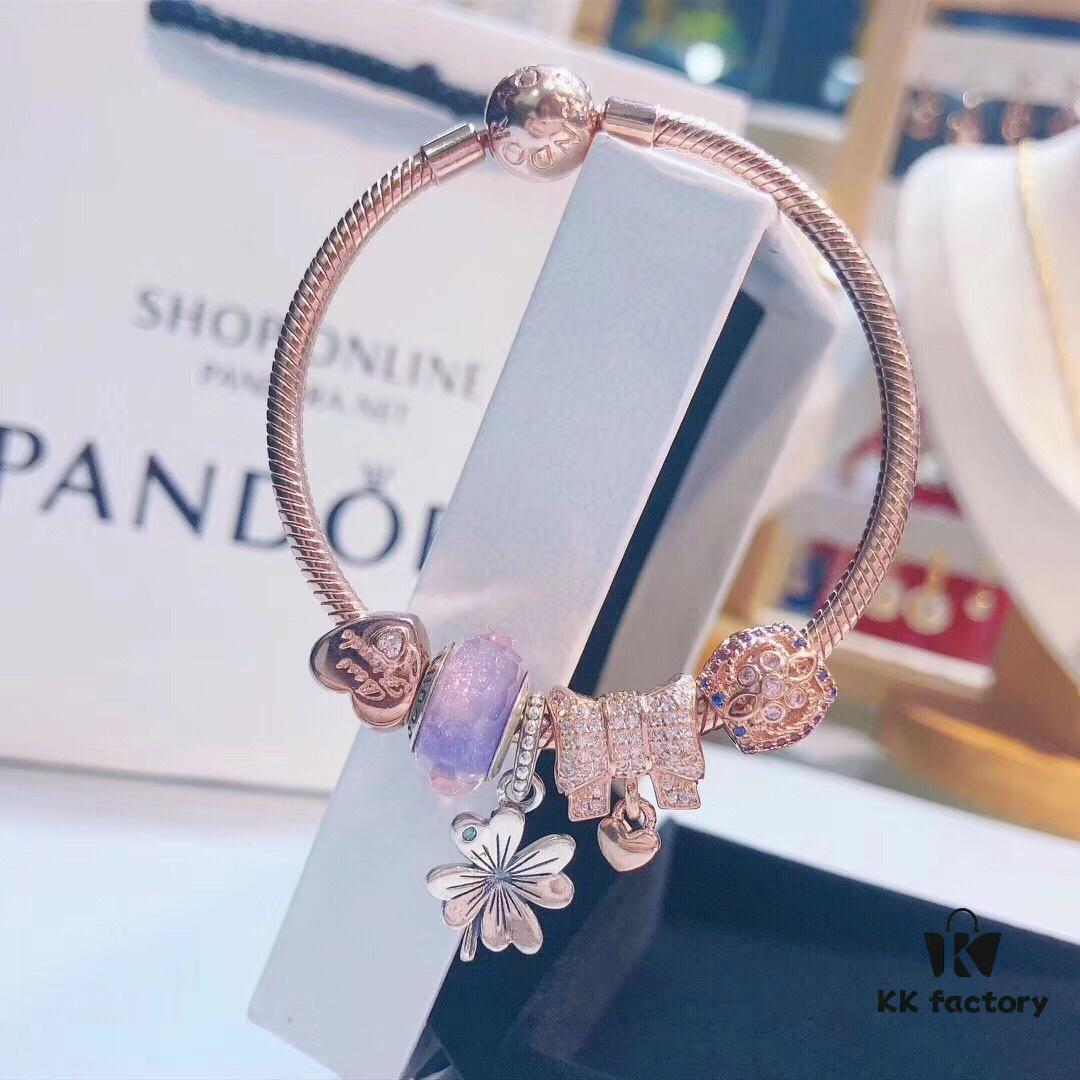 692fe5ba99f2d84055c8c2fc Pandora Rose Lavender Purple Clover New Arrival! High-Quality Replica with Authentic Materials, Lavender-Colored Faceted Glass, Rose Purse, Rose Heart, Rose Motif, Flower Pendant