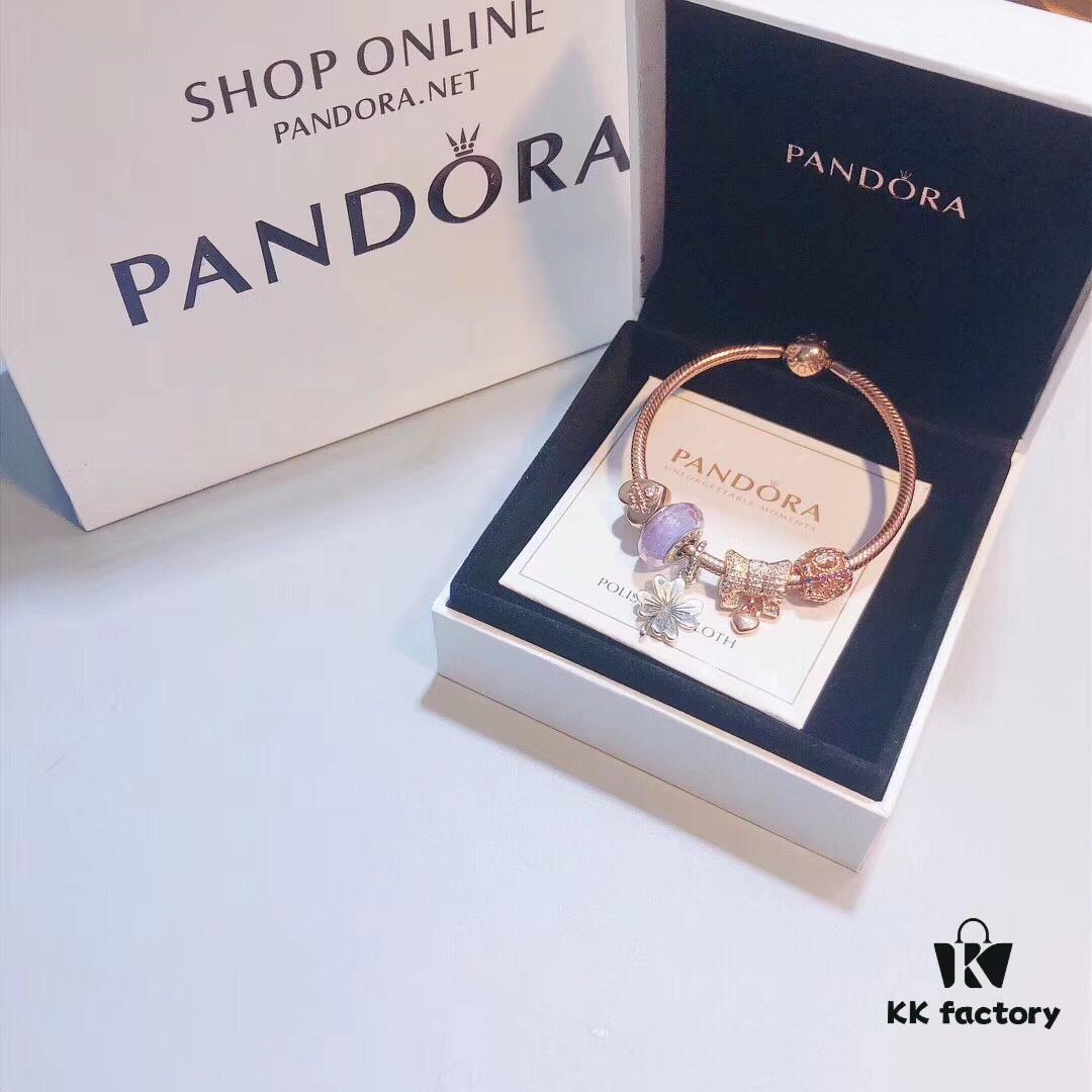 692fe5bc99f2d84055c8c2ff Pandora Rose Lavender Purple Clover New Arrival! High-Quality Replica with Authentic Materials, Lavender-Colored Faceted Glass, Rose Purse, Rose Heart, Rose Motif, Flower Pendant