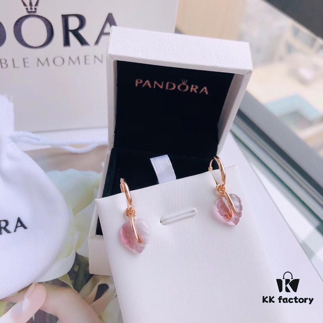 692fe5de99f2d84055c8c337 PANDORA Pandora Official Website Same Style 'Glass Falling Leaves' Rose Gold Fall Leaf Earrings, Pink Murano Glass Leaf Earrings ✨ Hand-Polished Glass Leaf Each Piece 🍂