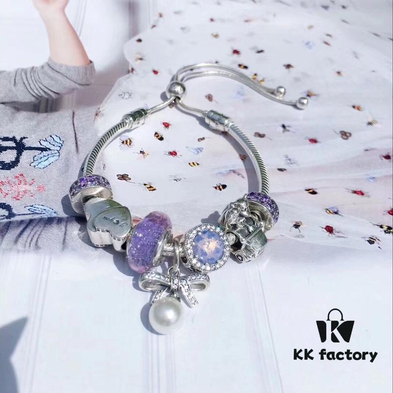 692fe61599f2d84055c8c392 Pandora Pandora Silver Wire Purple Pearl Bow NEW! Highest Quality on Market, Compatible with Official Store Cleaning! Made with Authentic Materials, Imported Thai Original Purple Glass Silver Wire, Sparkling Diamond Cat's Eye, Diamond Purple Charm Clip, Valentine's Day Double Heart, Mickey Car with Pearl Bow Pendant. S925 Silver with Official Packaging!