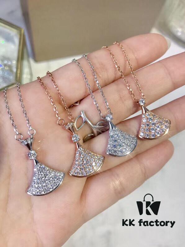 692fe62199f2d84055c8c3a8 Bvlgari Silver Version Skirt Necklace, 925 Pure Silver with 18K Gold Vacuum Plating, Set with Swarovski Crystals and Natural Mother of Pearl