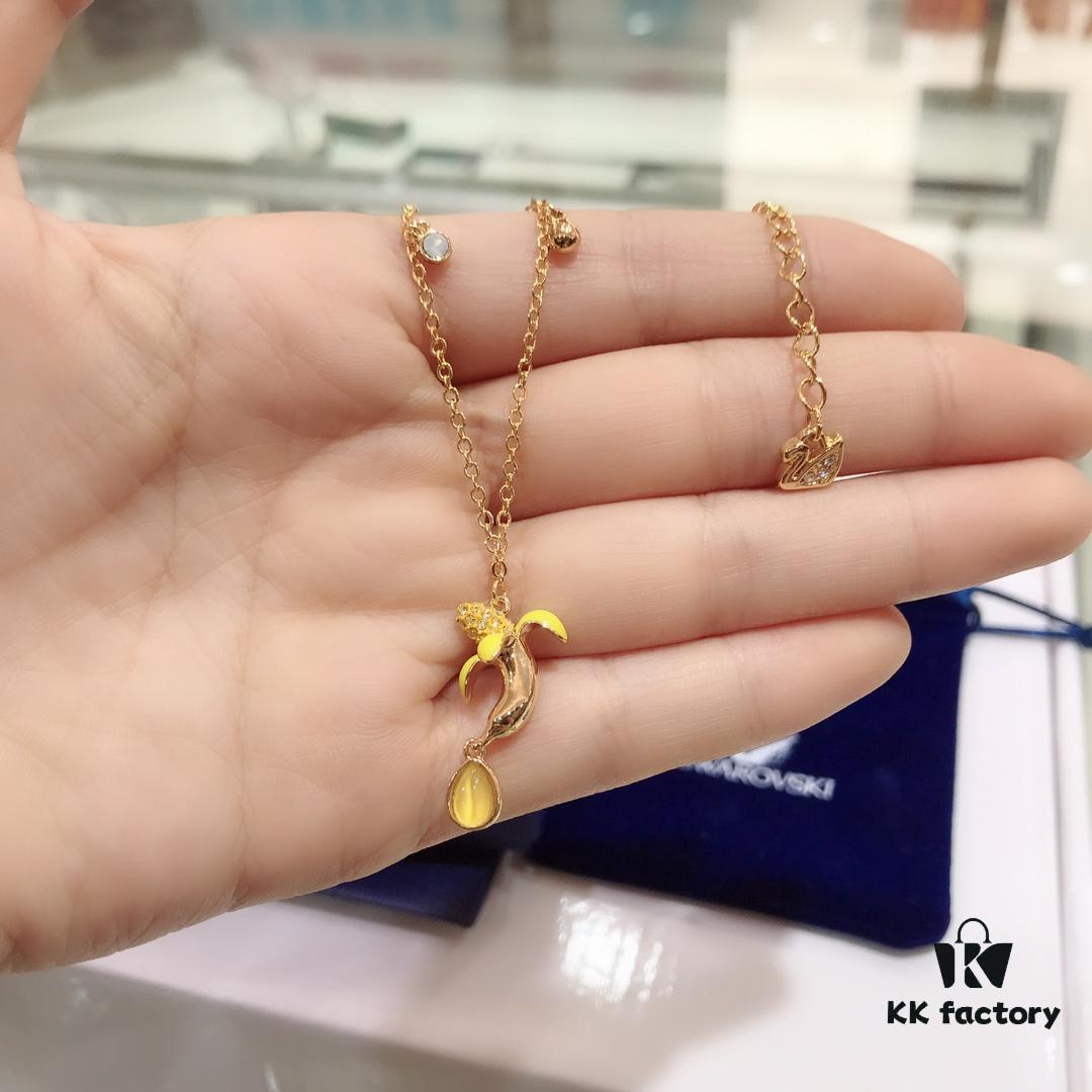 692fe62a99f2d84055c8c3ba Swarovski New Arrival Summer Yellow Banana Fruit Necklace