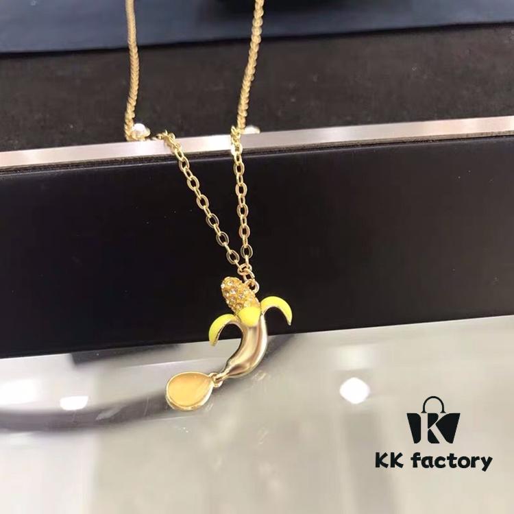 692fe62a99f2d84055c8c3bb Swarovski New Arrival Summer Yellow Banana Fruit Necklace