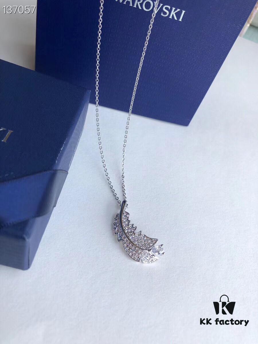 692fe64199f2d84055c8c3ef Swarovski 2019 New Feather Necklace with Rupert's Drop Crystal, Elegant and Versatile Pendant Jewelry for Women