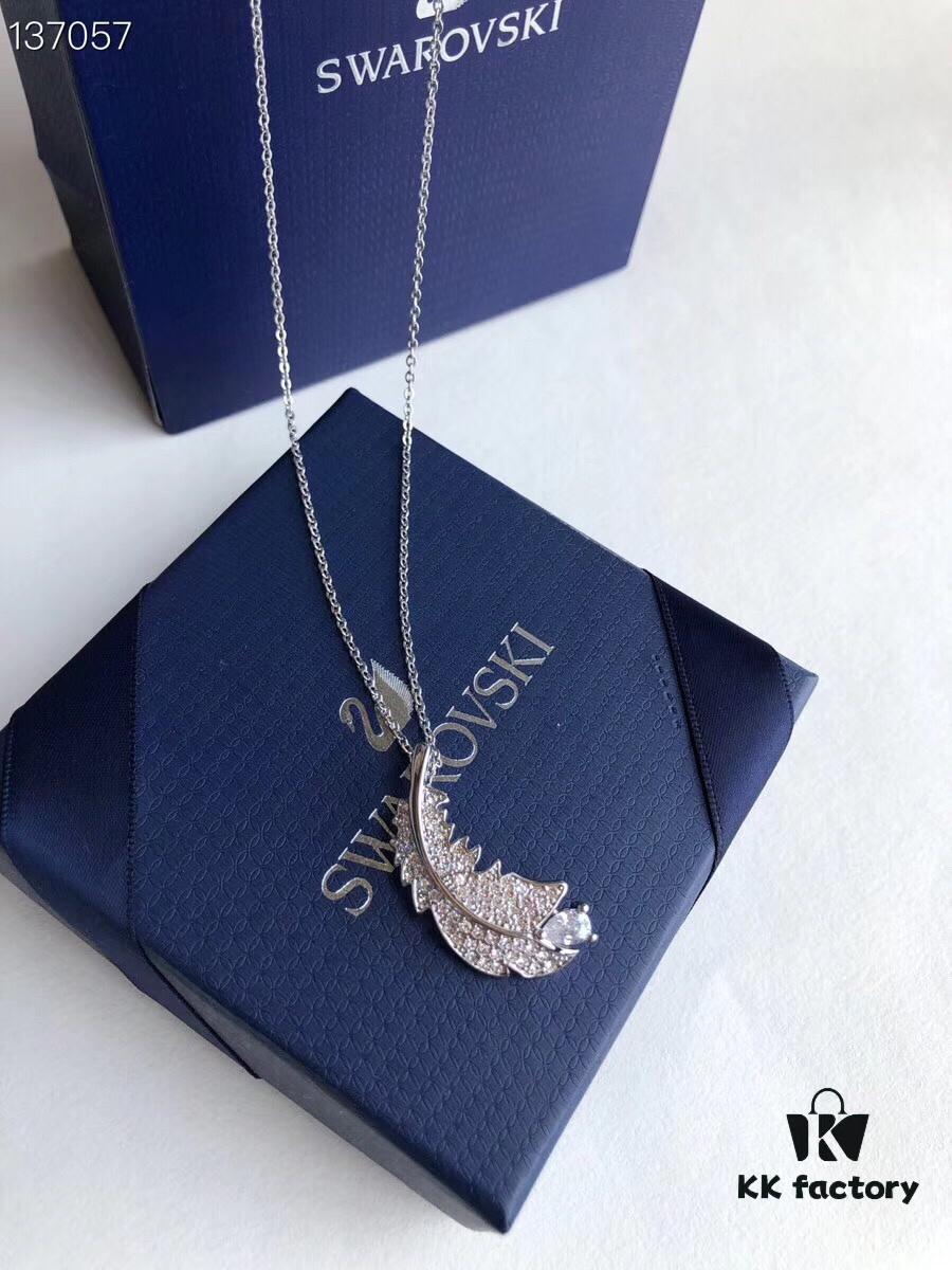 692fe64299f2d84055c8c3f0 Swarovski 2019 New Feather Necklace with Rupert's Drop Crystal, Elegant and Versatile Pendant Jewelry for Women