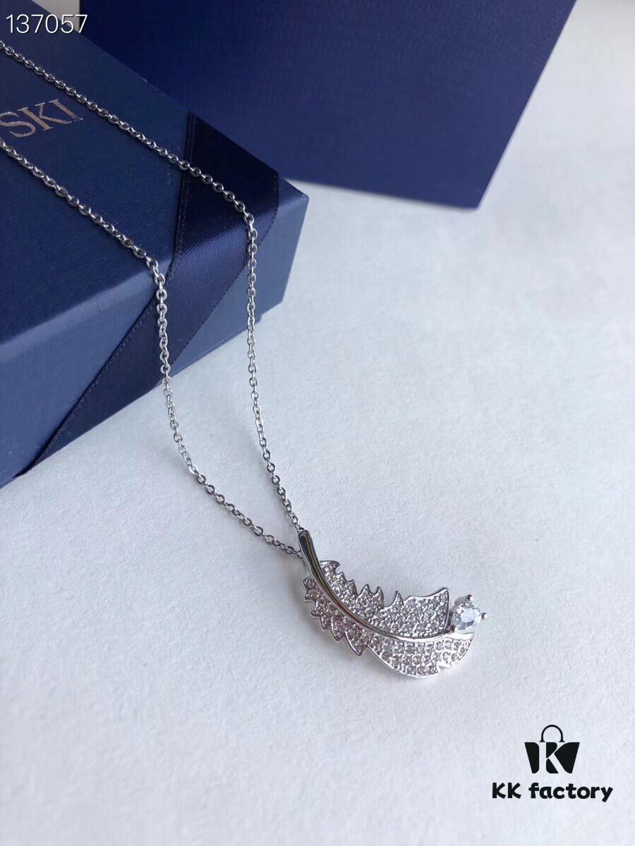 692fe64399f2d84055c8c3f2 Swarovski 2019 New Feather Necklace with Rupert's Drop Crystal, Elegant and Versatile Pendant Jewelry for Women
