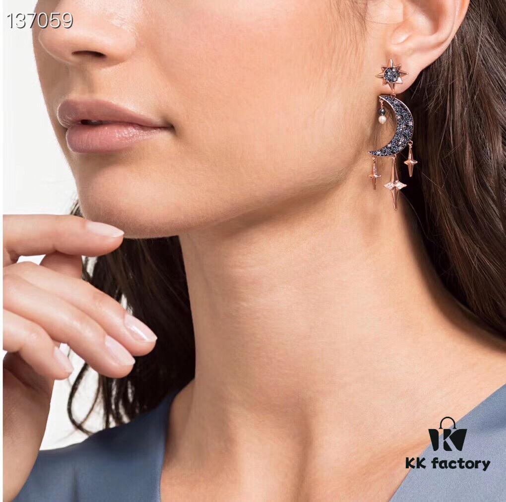 692fe64499f2d84055c8c3f4 Swarovski New Arrival Earrings - Blue Moon with Star and Pearl Accents