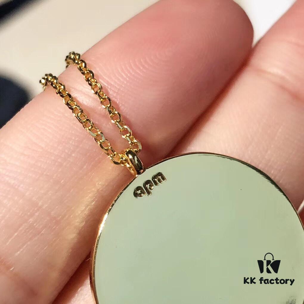 692fe64e99f2d84055c8c401 APM Monaco Yellow Gold Plated Disc Silver Crystal Rhinestone Rocket Necklace, Adjustable Length up to 65cm