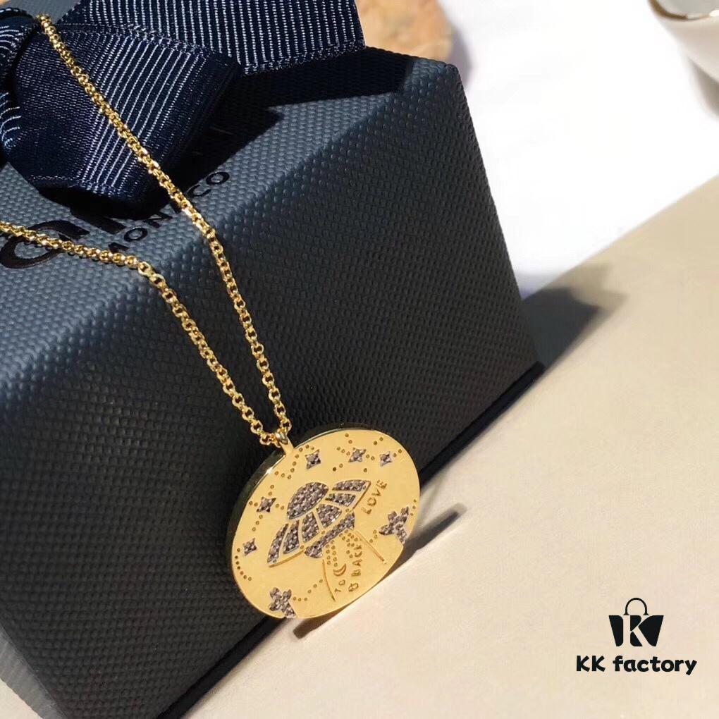692fe65099f2d84055c8c403 APM Monaco Yellow Gold Plated Disc Silver Crystal Rhinestone Rocket Necklace, Adjustable Length up to 65cm