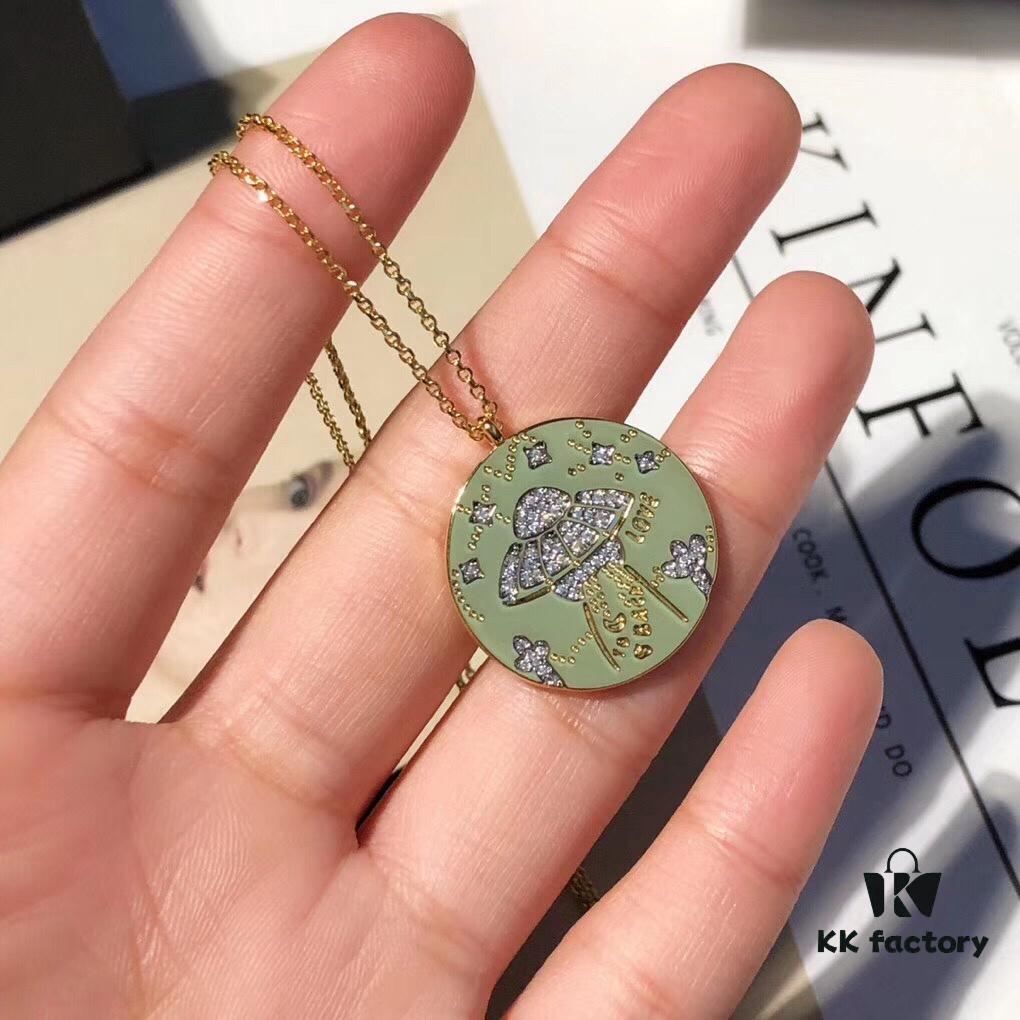 692fe65099f2d84055c8c405 APM Monaco Yellow Gold Plated Disc Silver Crystal Rhinestone Rocket Necklace, Adjustable Length up to 65cm