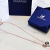 Swarovski SWAN Classic Rose Gold-Tone Swan Pendant Necklace with Crystal Detail, Elegant Adjustable Chain for Women