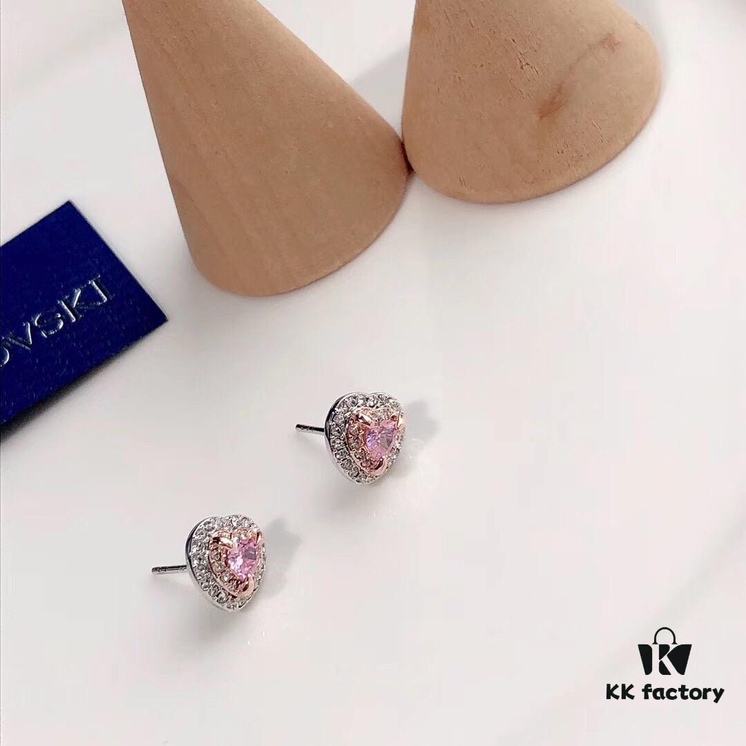 692fe65799f2d84055c8c414 Swarovski ONE Playful Heart Earrings, Romantic and Elegant Design with Pink and Clear Crystals