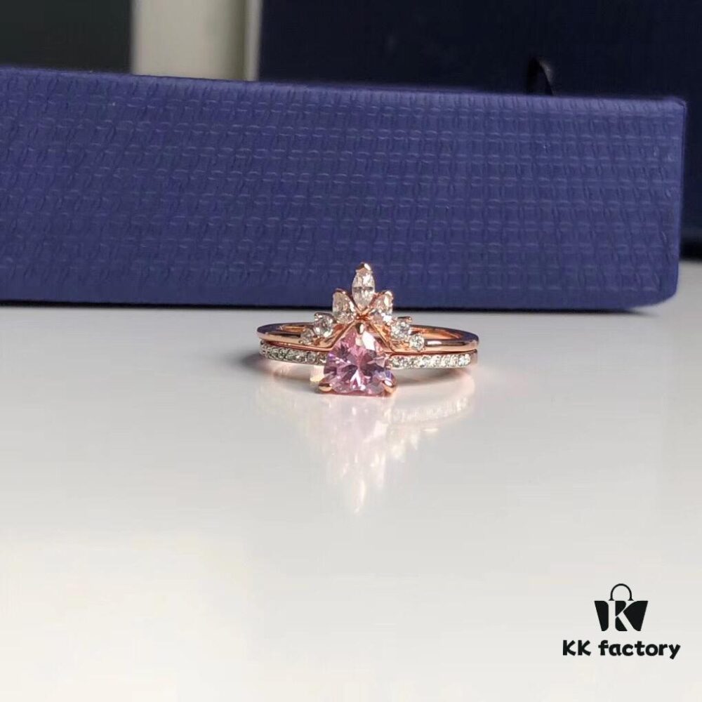 520 Gift ❤ Swarovski 2019 New Dual-Wear Heart Double Layer Ring, Two Styling Options for Stacking or Separate Wear