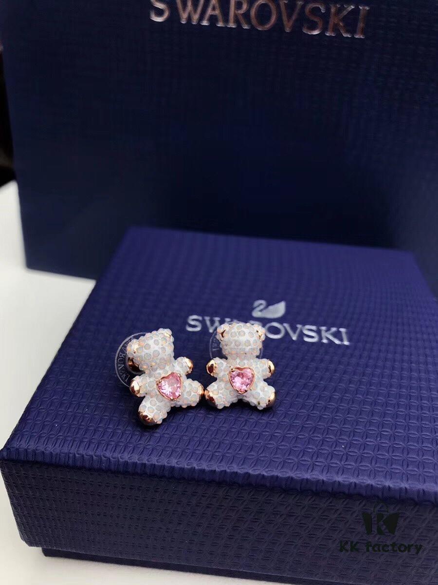 692fe67c99f2d84055c8c466 Swarovski TEDDY Bear Necklace – Playful and Charming, Cute Crystal Pendant for Girls, Milky White with Pink Heart-Shaped Swarovski Crystal, Adorable Gift