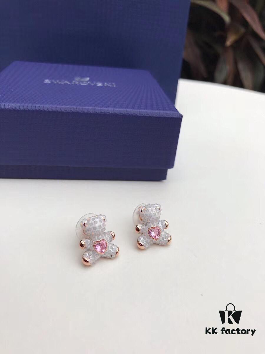692fe67d99f2d84055c8c467 Swarovski TEDDY Bear Necklace – Playful and Charming, Cute Crystal Pendant for Girls, Milky White with Pink Heart-Shaped Swarovski Crystal, Adorable Gift