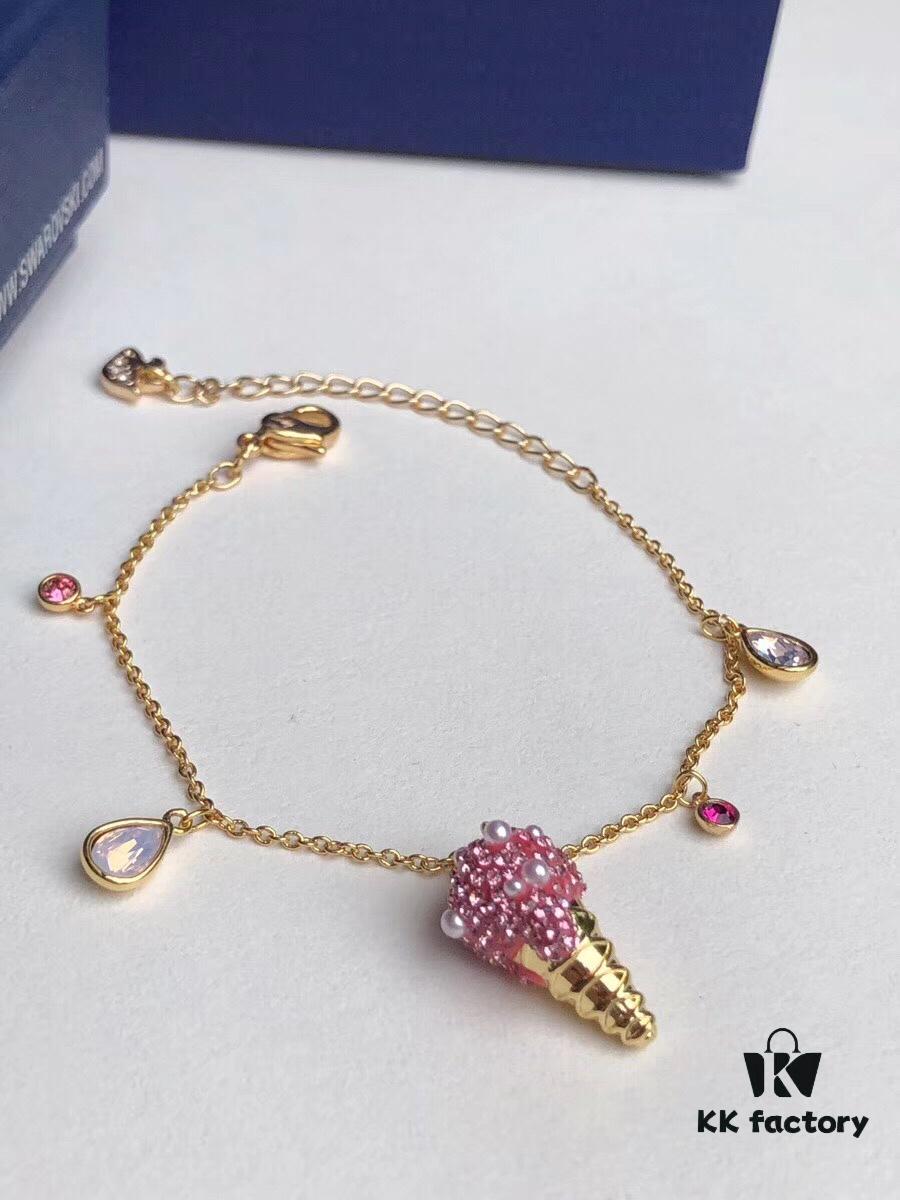 692fe68499f2d84055c8c473 New Arrival Swarovski NO REGRETS Cute Ice Cream Bracelet for Women, Girlfriend Gift, Pink Ice Cream 🍦🍧🍨