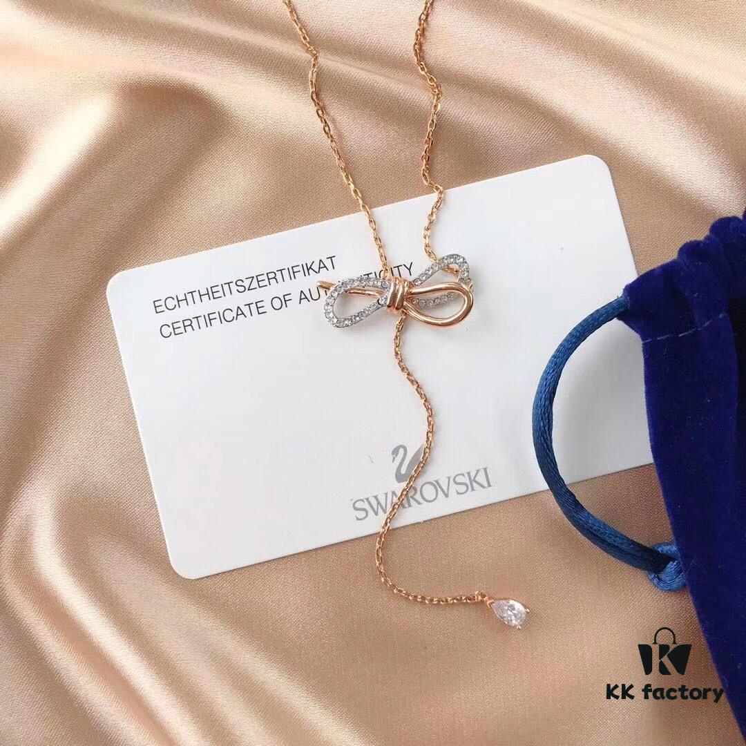 692fe68e99f2d84055c8c486 Summer Stylish Pick! Same Style as Jiang Shuying's! Swarovski Butterfly Tassel Pendant Necklace! Elegant and Eye-Catching Upgrade! Vacuum-plated 18K Rose Gold Alloy, 38cm Adjustable Chain Length!