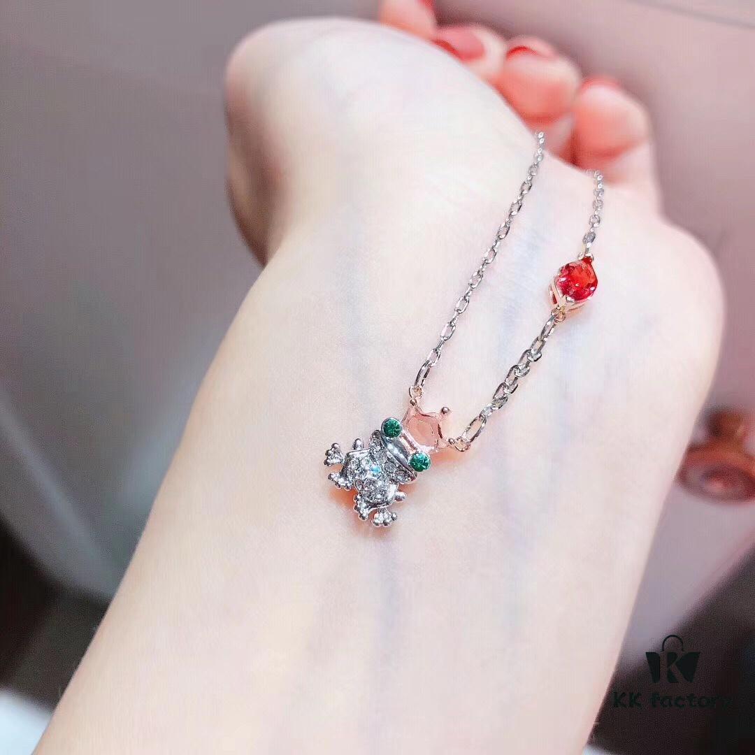 692fe68f99f2d84055c8c487 Swarovski Frog Prince Sparkling Necklace, New Cute Frog Pendant Necklace, Playful and Charming, Original Gold-Plated Material with Authentic Logo Engraving