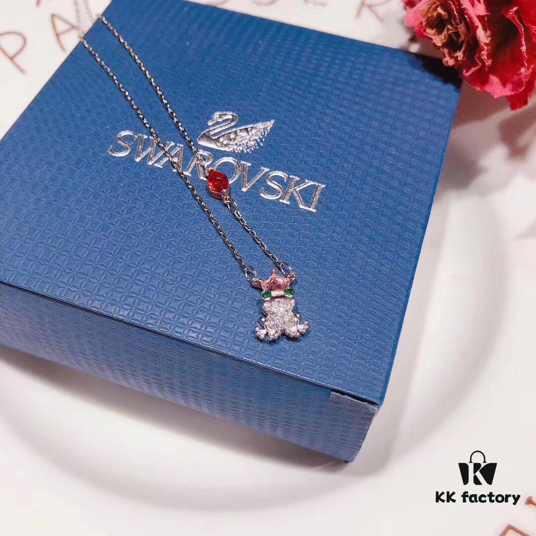 692fe69099f2d84055c8c489 Swarovski Frog Prince Sparkling Necklace, New Cute Frog Pendant Necklace, Playful and Charming, Original Gold-Plated Material with Authentic Logo Engraving
