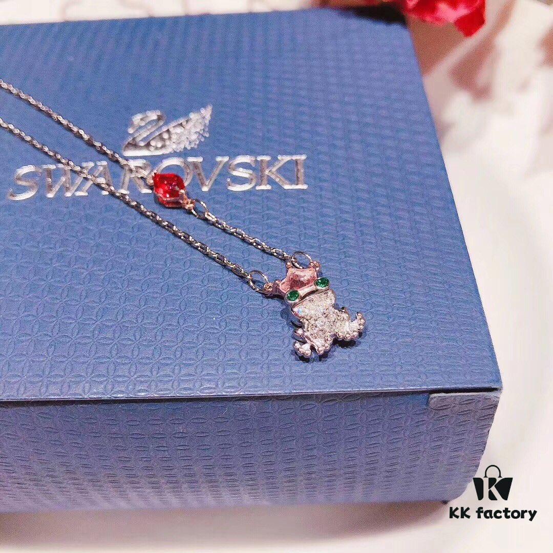 692fe69099f2d84055c8c48a Swarovski Frog Prince Sparkling Necklace, New Cute Frog Pendant Necklace, Playful and Charming, Original Gold-Plated Material with Authentic Logo Engraving