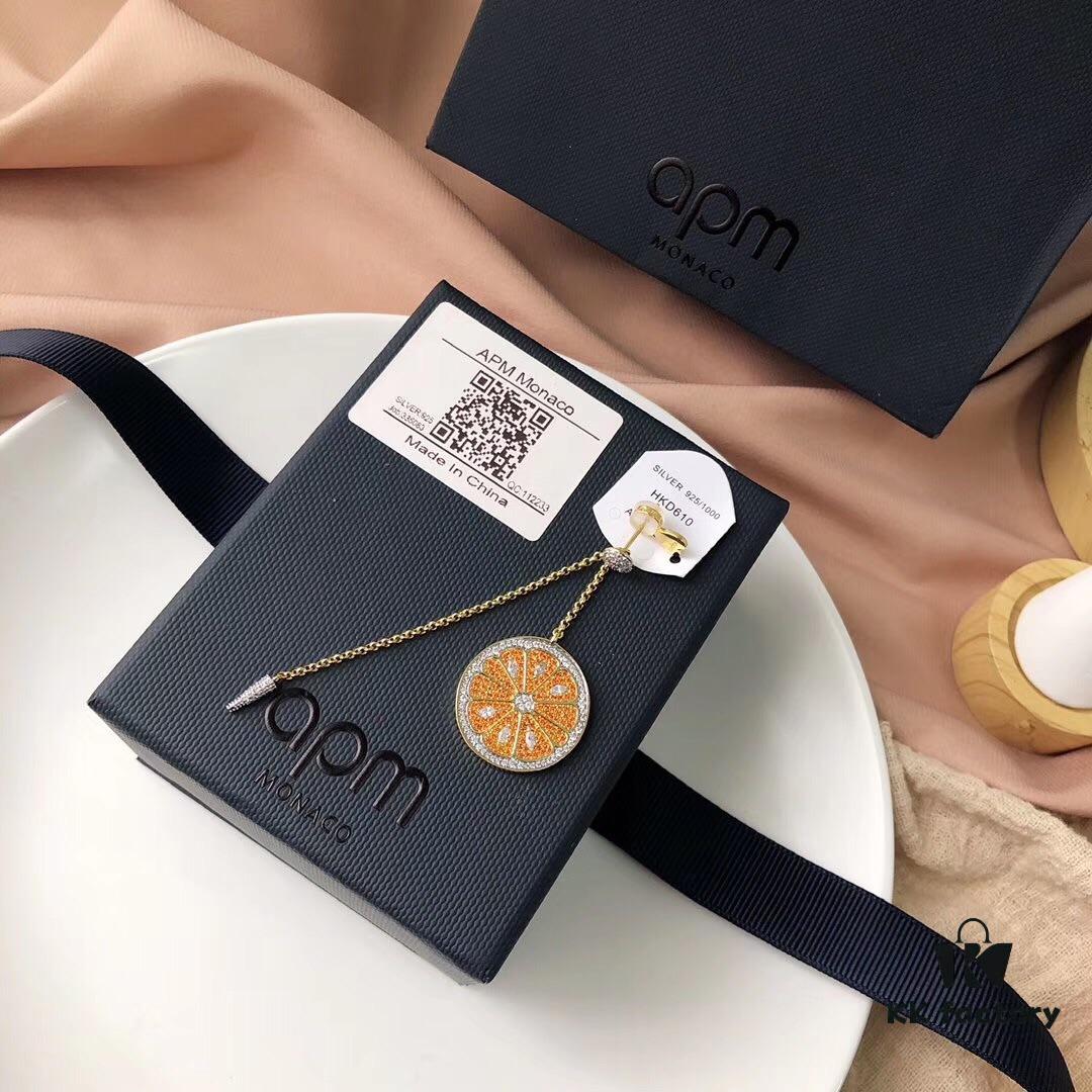 692fe69899f2d84055c8c499 APM Monaco Gold-Tone Citrus Orange Fresh Style Earrings for Women, Elegant Long Tassel Drop Earrings in Sterling Silver