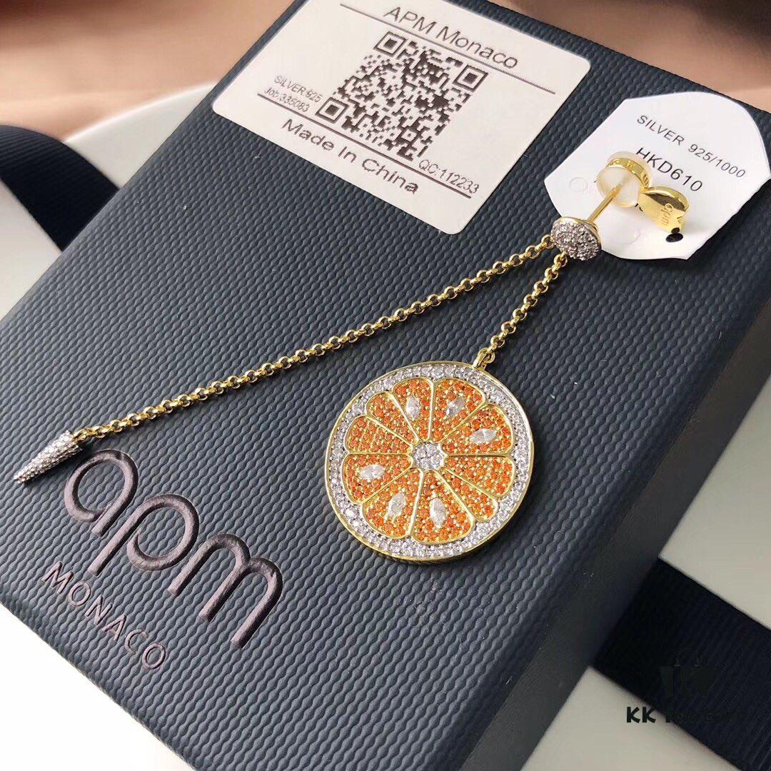 692fe69999f2d84055c8c49a APM Monaco Gold-Tone Citrus Orange Fresh Style Earrings for Women, Elegant Long Tassel Drop Earrings in Sterling Silver