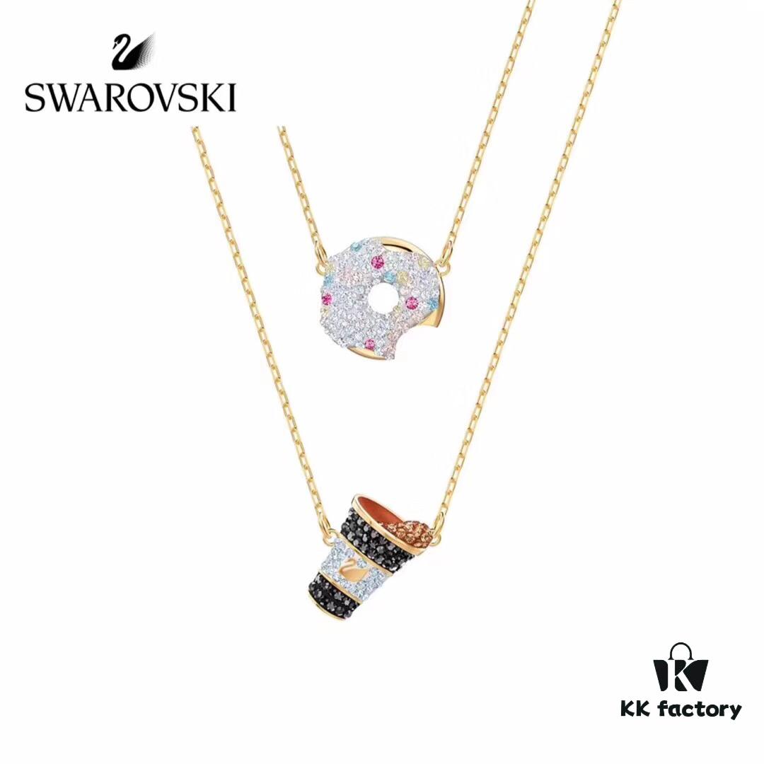 692fe6a799f2d84055c8c4ae Swarovski NICEST Latest Donut 🍩 Coffee ☕️ Pendant Necklace, Stylish and Adorable Dual-Wear Design