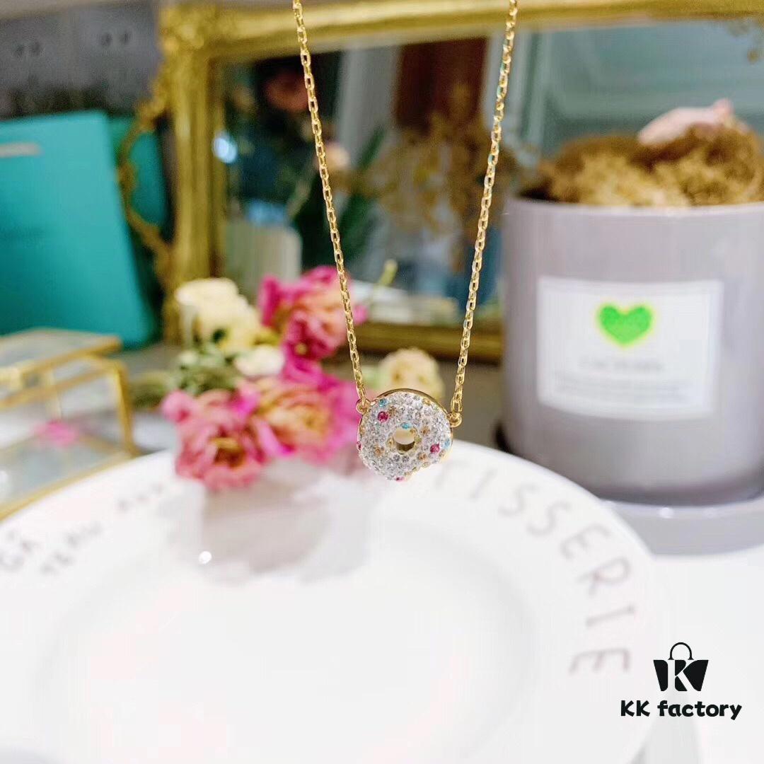 692fe6aa99f2d84055c8c4b2 Swarovski NICEST Latest Donut 🍩 Coffee ☕️ Pendant Necklace, Stylish and Adorable Dual-Wear Design