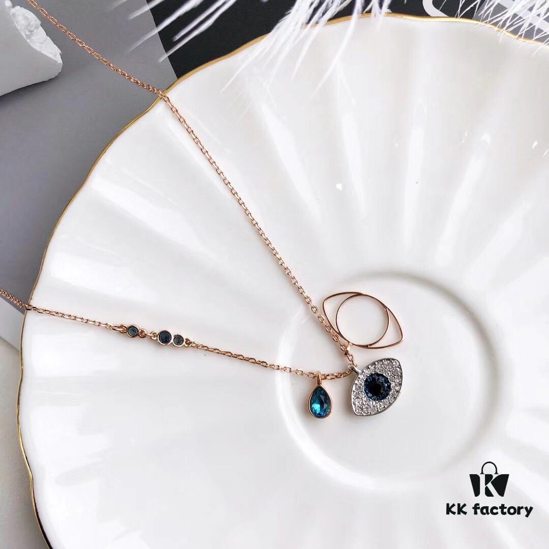 692fe6ac99f2d84055c8c4b4 Swarovski Demon Necklace, Classic Best-Selling Black, Blue, and White Crystals Layered Design, Lifelong Luck Guardian with Elegant 18K Rose Gold Plated Alloy Chain
