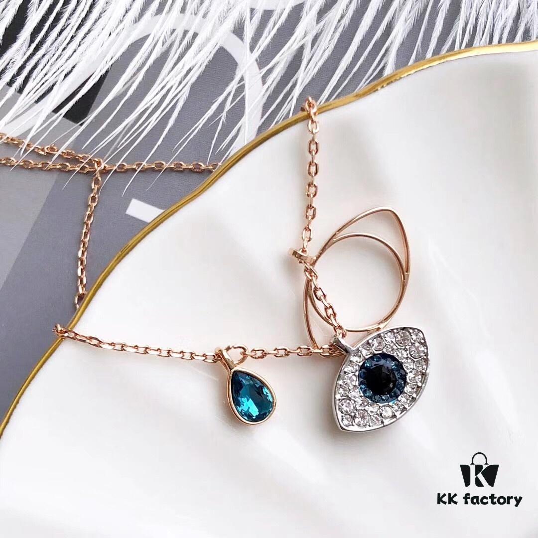 692fe6ad99f2d84055c8c4b6 Swarovski Demon Necklace, Classic Best-Selling Black, Blue, and White Crystals Layered Design, Lifelong Luck Guardian with Elegant 18K Rose Gold Plated Alloy Chain