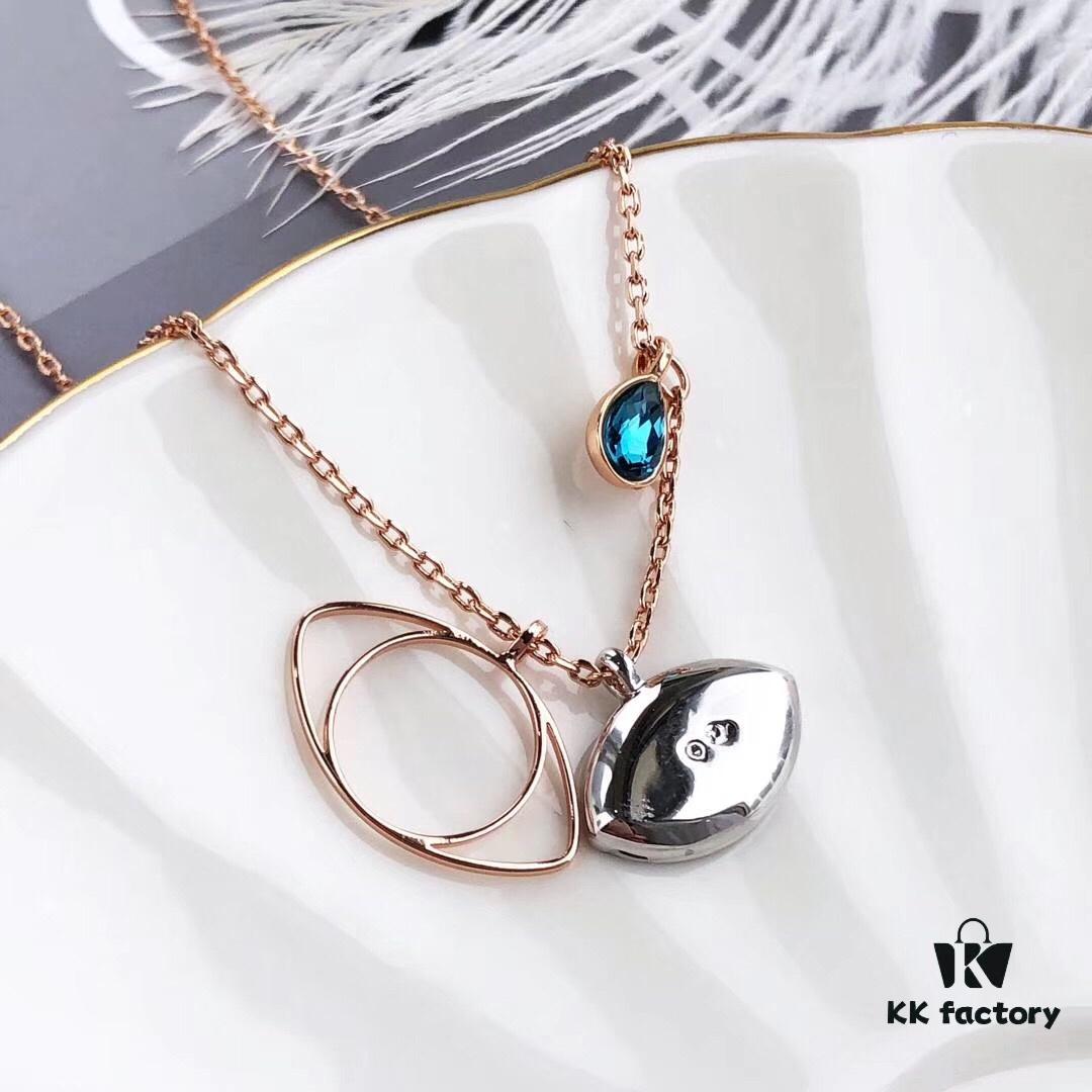 692fe6b199f2d84055c8c4bb Swarovski Demon Necklace, Classic Best-Selling Black, Blue, and White Crystals Layered Design, Lifelong Luck Guardian with Elegant 18K Rose Gold Plated Alloy Chain