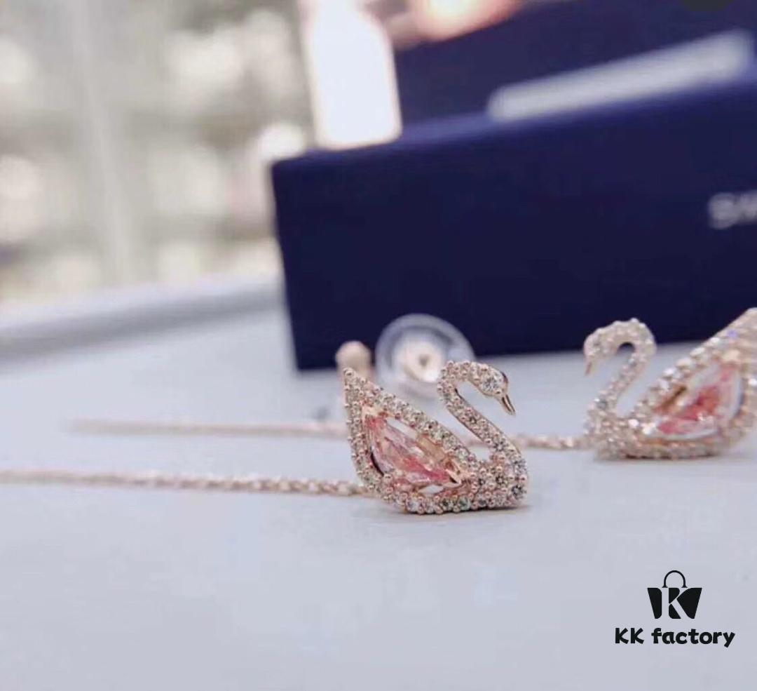692fe6bc99f2d84055c8c4c8 Swarovski DAZZLING SWAN Romantic Swan Earrings - Fresh and Charming Pink Crystal Pendant Studs, Wearable in Multiple Ways