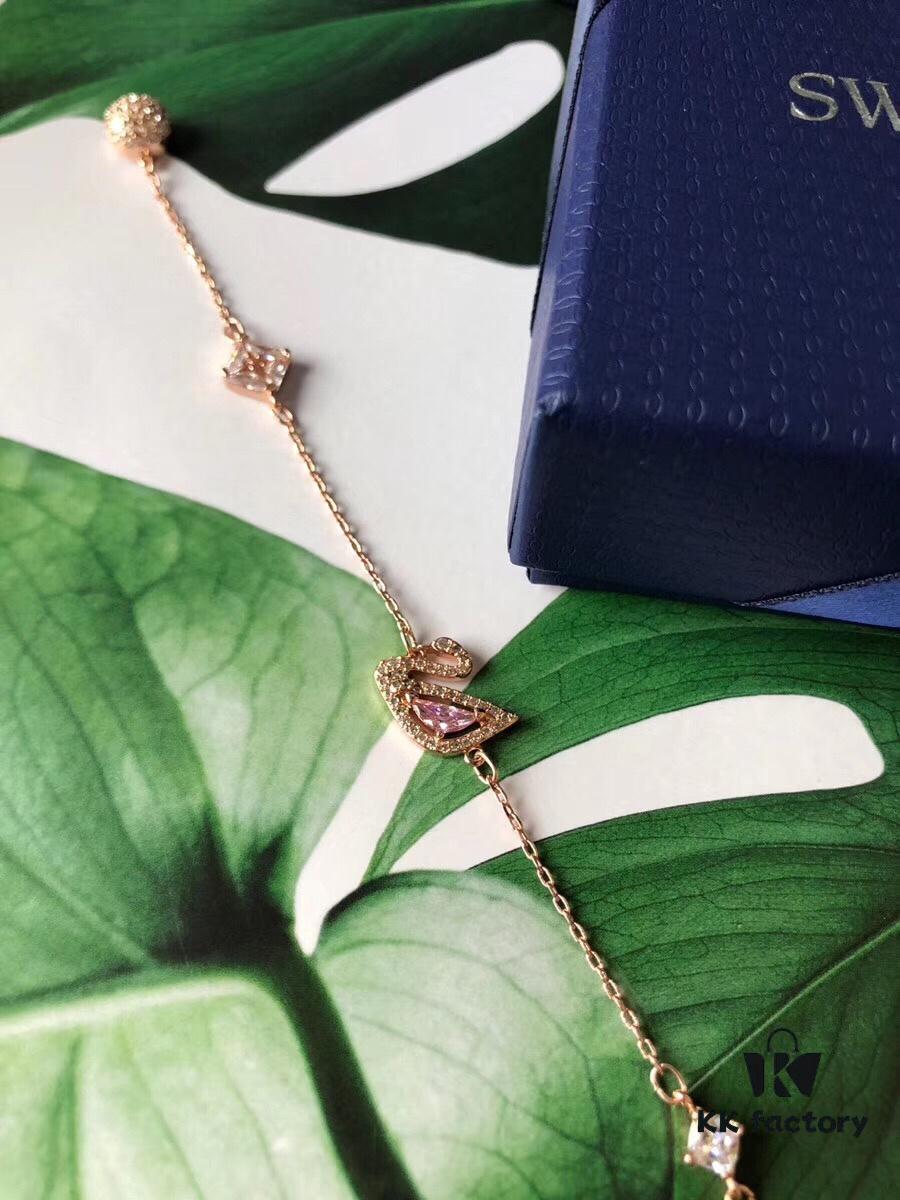 692fe6c499f2d84055c8c4d2 Latest Swarovski Pink Swan Bracelet, Dazzling Swan Romantic Design with Pink Crystal, Rose Gold Plated Magnetic Palace-Style Clasp