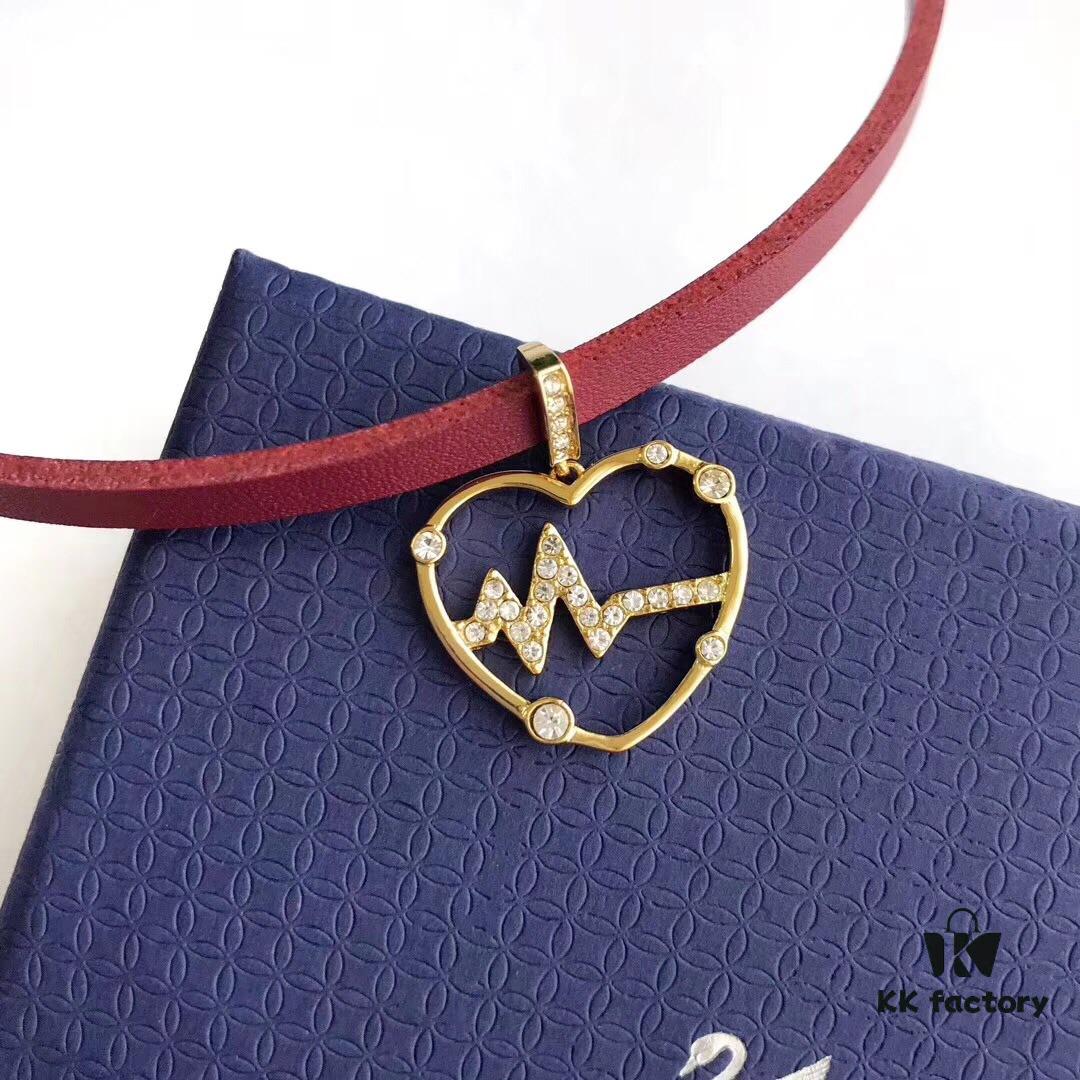 692fe6d899f2d84055c8c4f9 In Stock! SWAROVSKI Valentine's Day Heart Leather Rope Necklace! Newest Hot-Selling Design!