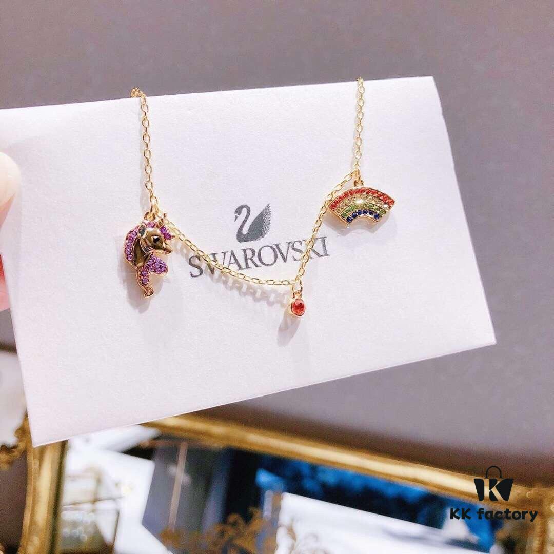 692fe6dc99f2d84055c8c4fe Swarovski OOT WORLD Unicorn Rainbow Necklace, Colorful and Dreamy Girls' Bracelet