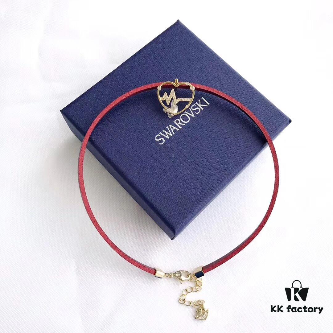 692fe6dd99f2d84055c8c4ff In Stock! SWAROVSKI Valentine's Day Heart Leather Rope Necklace! Newest Hot-Selling Design!