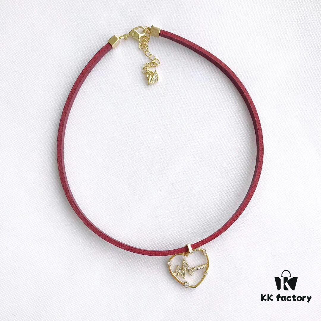 692fe6dd99f2d84055c8c500 In Stock! SWAROVSKI Valentine's Day Heart Leather Rope Necklace! Newest Hot-Selling Design!