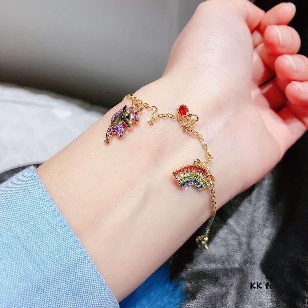 692fe6de99f2d84055c8c502 Swarovski OOT WORLD Unicorn Rainbow Necklace, Colorful and Dreamy Girls' Bracelet