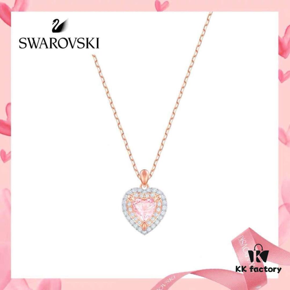 692fe6e299f2d84055c8c509 Valentine's Day 🎁 New Arrival Swarovski ONE Playful Heart 'Romantic Love' Elegant Necklace, Imported Sparkling Rhinestones Surrounding Pink Heart 💖, Original Gold-Tone Plated Material, Authentic Logo, Genuine Clasp – A Romantic Pink Heart 💖 Expresses Your Love..0855080